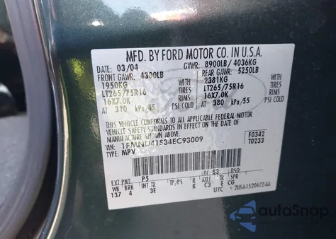 2004 Ford Excursion Xls/Xlt z USA, uszkodzony, nr VIN 1FMNU41S34EC93009